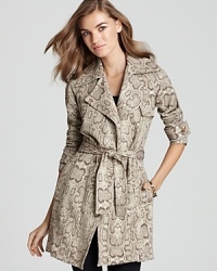 This Bailey 44 coat turns the traditional one-color trench coat upside down with an of-the-moment metallic leopard print--two of fall's leading trends combined.