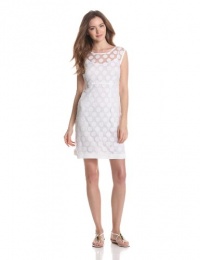 laundry BY SHELLI SEGAL Women's Dot Lace A-Line Dress, Optic White, 6