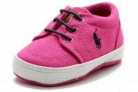 Polo Ralph Lauren Infant Girl's Canvas Faxon Fashion Layette Shoes (4 - Toddler, Preppy Pink/Navy)