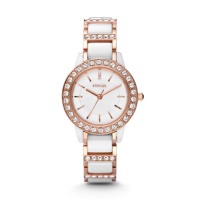 Fossil Women's CE1041 Jesse White Ceramic Rose Gold Tone Watch