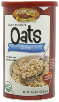 Country Choice Organic Oven Toasted Quick Oats, 18-Ounce Canisters (Pack of 6)