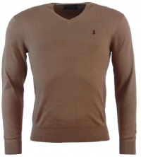 Polo Ralph Lauren Mens Pima Cotton V-Neck Sweater - S - Brown