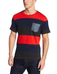 Marc Ecko Cut & Sew Men's Blockade Stripe Pocket Crewneck Shirt