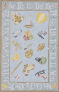 Momeni Lil Mo ABCs Rug, Baby Blue, 2' x 3'