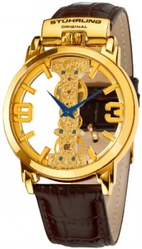 Stuhrling Original Men's 165E.3335K31 Classic Winchester Spire Mechanical Skeleton Gold Tone Watch