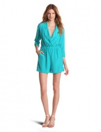 BCBGeneration Women's Triangle Cutout Romper, Teal, X-Small