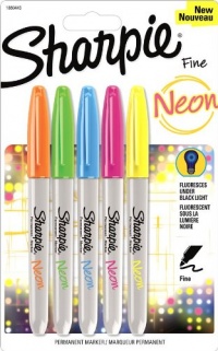 Sharpie Neon Fine Point Permanent Markers, 5 Colored Ink Markers