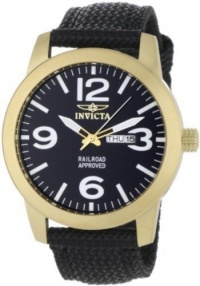 Invicta Men's 1047 Specialty Collection Black Canvas 18k Gold-Plated Stainless Steel Watch