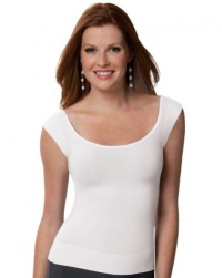 Spanx Style #1010 On Top and In Control Cap Sleeve Scoop Top (Large, White)