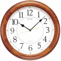 Seiko Wall Clock Quiet Sweep Second Hand Dark Brown Solid Oak Case