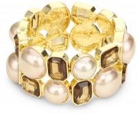 Anne Klein PALATINE Gold-Tone Topaz Colored Stretch Bracelet