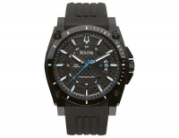 Mens Bulova Precisionist Champlain Watch in Black Stainless Steel with Rubber Strap (98B142)