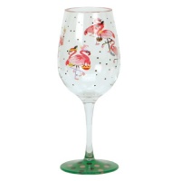 Lolita Love My Party of Two Funky Flamingo 16-Ounce Acrylic Wine Glasses, Set of 2