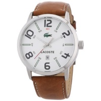 Lacoste Barcelona White Dial Brown Leather Mens Watch 2010498