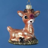 3 Baby Rudolph the Red-Nosed Reindeer Glass Christmas Ornament