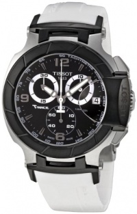 Tissot Men's T0484172705705 T-Race Black Chronograph Dial White Rubber Strap Watch