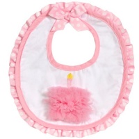 Mud Pie Baby Birthday Pink and White Decorated Cotton Bib, Cupcake