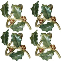 Lenox Holiday Holly Napkin Rings 4 Pack