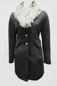 Laundry Fur Collar Wool Coat-Charcoal-8