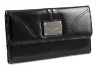 Genuine Leather Kenneth Cole New York Womens Credit Card Clutch Wallet - Black