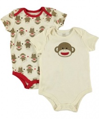 2 Pack of Sock Monkey Onesie Bodysuits by Baby Starters - Brown - 3-6 Mths