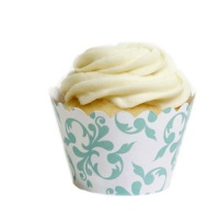 Dress My Cupcake Tiffany Blue Filigree Cupcake Wrappers, Set of 12