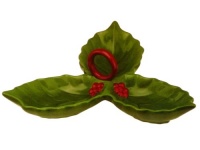 Martha Stewart Holiday Garden Collection 3 Section Holly & Leaf Server