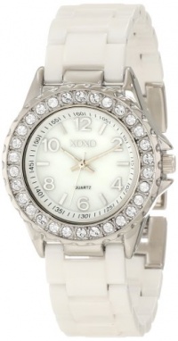 XOXO Women's XO2009 Swarovski Crystal Accented Silver-Tone White Ceramic Bracelet Watch