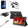 5 in 1 Black Leather Case with Screen Protector / Stylus / Headset / Micro HDMI Cale for Acer ICONIA TAB A100