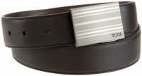 Tumi Mens Dress Reversible Belt With Laser Etched Stripe Gunmetal Buckle