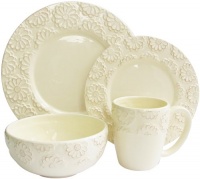 American Atelier 16-Piece Bianca Flower Dinnerware Set, Ivory