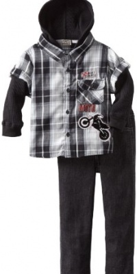 Little Rebels Boys 2-7 2 Piece World Champion Moto Set, Black, 3T