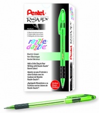 Pentel R.S.V.P. Razzle-Dazzle Ballpoint Pen, Medium Line, Green Barrel, Black Ink, Box of 12 (BK91RDD-A)