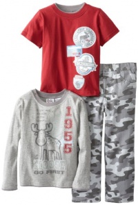 Peanut Buttons Boys 2-7 Camo Tee Set, Red, 4