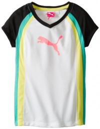 PUMA Girls 7-16 Active Cat Tee, White, Large