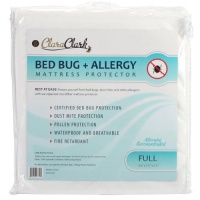 Full Size Clara Clark Hypoallergenic 100% Waterproof Washable Fire Retardant Mattress Cover, Protects From Bed Bugs, Dust Mites, Pollen, Mold And Fungus, Great for Asthma, Eczema And Allergy Sufferers, Available In 5 Sizes, Fits Mattresses Up To 15 Thick