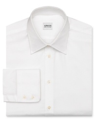 Carefully crafted in exceptional cotton for superior workweek refinement, this solid dress shirt provides the ultimate in comfort and boasts classic appeal for a tried-and-true wardrobe staple.