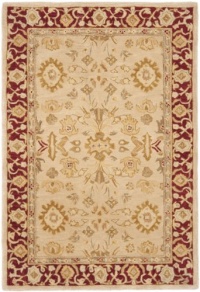 Safavieh Anatolia Collection AN551A Handmade Ivory and Red Hand-Spun Wool Area Rug, 5-Feet by 8-Feet