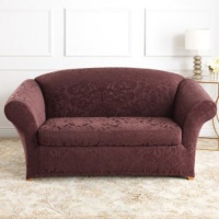 Sure Fit Stretch Jacquard Damask Loveseat Cover Size-Color - Loveseat - Rasin