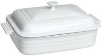 Le Creuset Stoneware 4-1/2-Quart Rectangular Casserole with Lid, White