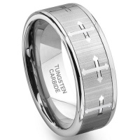 Tungsten Carbide Men's Wedding Band Ring (7.5mm) with Cross Design Sz 13.0 SN#616