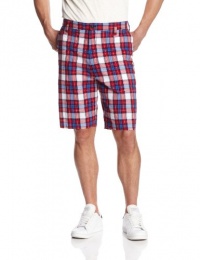 Nautica Men's Poplin Flat Front Medium Plaid Shorts