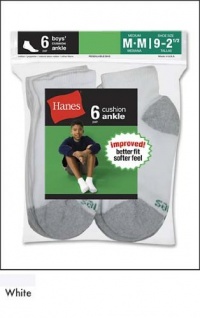 Hanes Boys Red Label Cushion Ankle Socks # 422/6