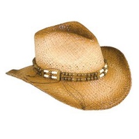 New 2-Tone Woven Cowboy Cowgirl Hat with Beaded Band one size