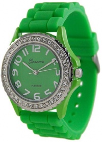 Geneva Platinum Women's 6886.Green Green Rubber Quartz Watch with Green Dial