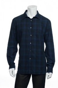 Alfani Red Men's Blue Plaid Button Down Shirt