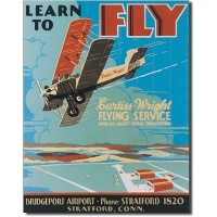 Learn To Fly Bi Wing Airplane Retro Vintage Tin Sign Tin Sign , 13x16