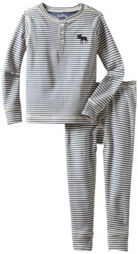 Hatley Boys 2-7 Moose Stripe Pajama Set, Blue, 2T