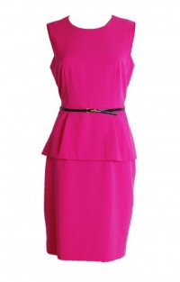 Calvin Klein Sleeveless Belted Peplum Dress Pink