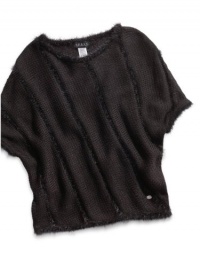 GUESS Kids Girls Big Girl Fuzzy Sweater, BLACK (14)